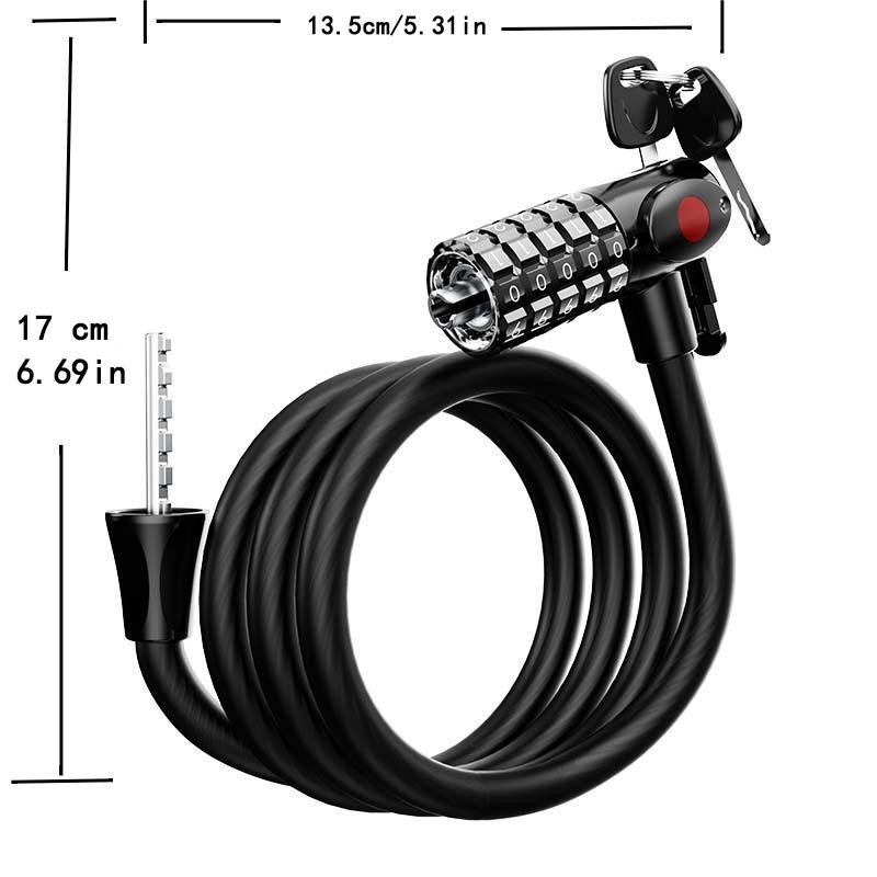 combination lock, thick steel cable lock mountain bike password key double open lock outdoor riding anti-theft lock