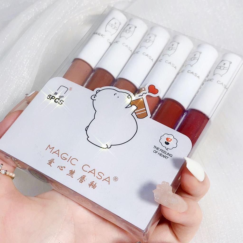MAGIC CASA Care Bears Non-Fading Matte Lip Glaze Set - Six Moisturizing Shades