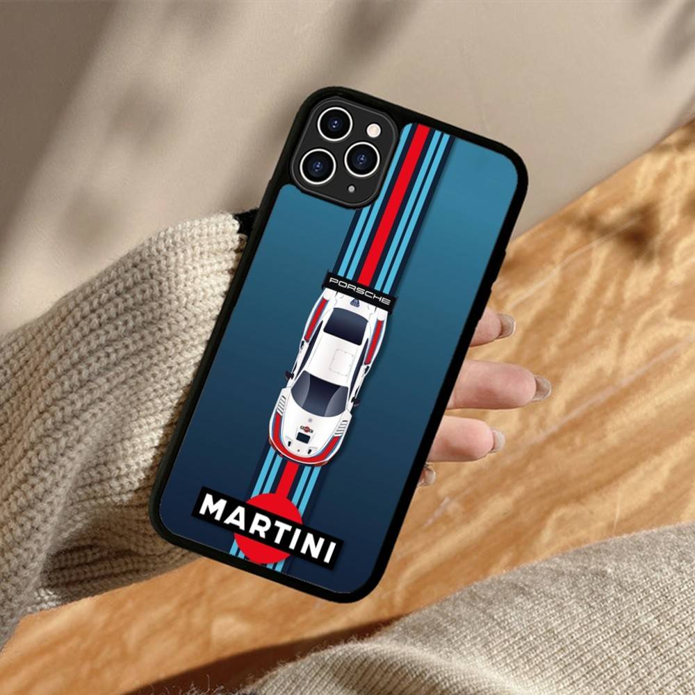 M-Martini Racing Horizontal Stripe PC+TPU Phone Case For IPhone 11 12 13 14 15 16 17 Plus Pro Max Cover