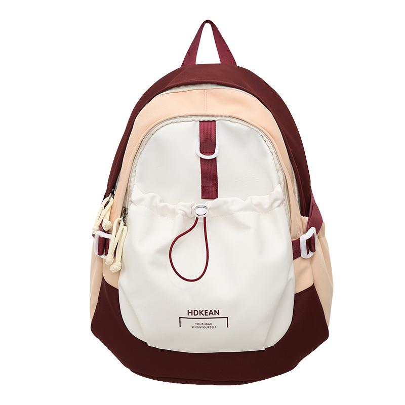 

Школьный рюкзак Color Block для учащихся младших классов средней школы, женский рюкзак красный/оранжевый