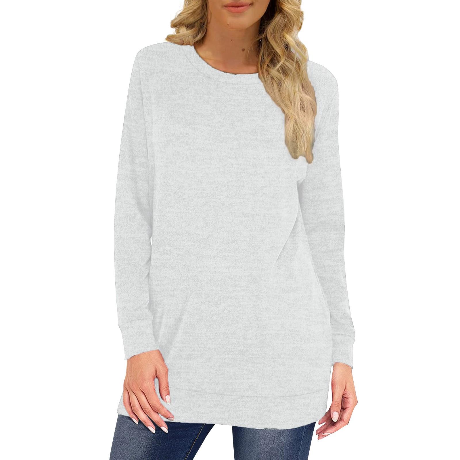 

Женская толстовка свободного кроя с круглым вырезом и длинным рукавом, модная футболка XL белый