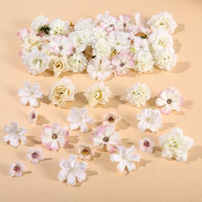 50Pcs New Multicolor Faux Flower Heads DIY Silk Artificial Flowers Heads Fake Peony Daisy Rose Flowers Home Decoration