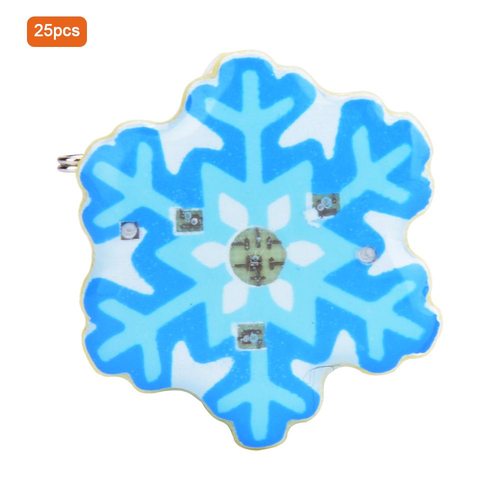 25pcs New Year Christmas Theme LED Luminous Brooch Pin Badge Party Favors DIY DecorationBlue Snowflake