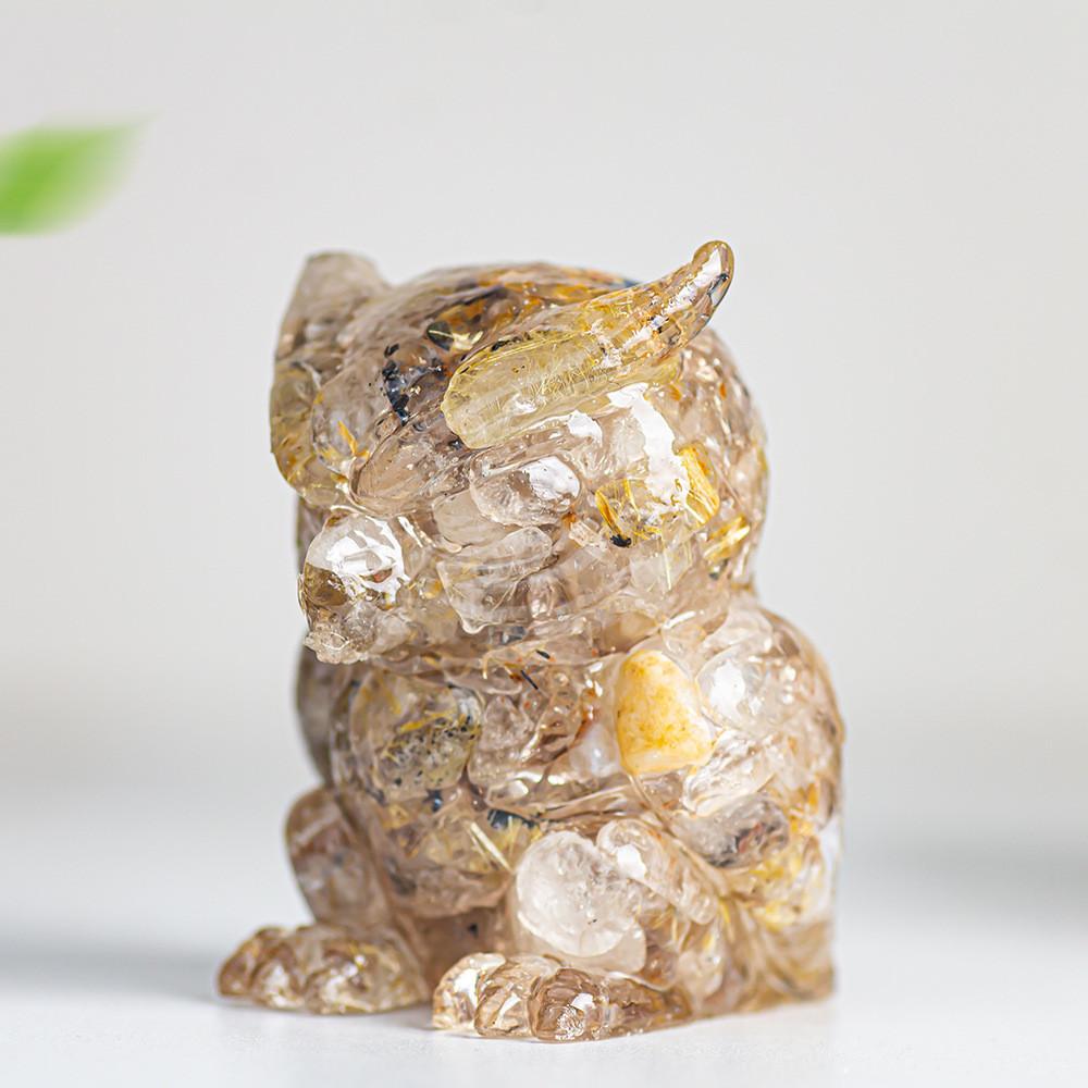 Resin Crystal Owl Figurine Home Decor Gift For Animal Lovers