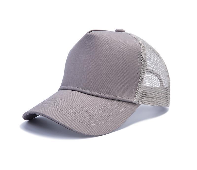 Embroidered Cotton Mesh Baseball Cap, Custom Logo, Solid Color 5-Panel Duckbill Hat for Spring/Summer