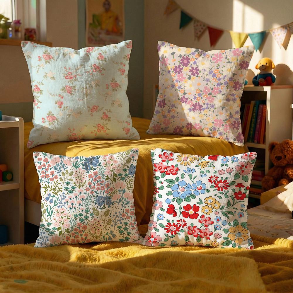 Solid Color Patchwork Floral Cushion Cover Set of Decorative Short Plush Pillow Covers for Sofa Soft Cushion Case x cm