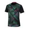 Mizuno Table Tennis Game Shirt, Short Sleeve, JTTA Certified, Moisture-Wicking, Quick-Drying, Unisex, 82JAC001, Black