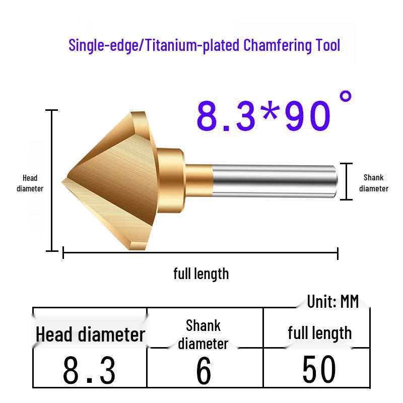 Cobalt Titanium-Plated Chamfering Drill for Stainless Steel - Single/Triple-Edge Countersink & Deburring Tool.