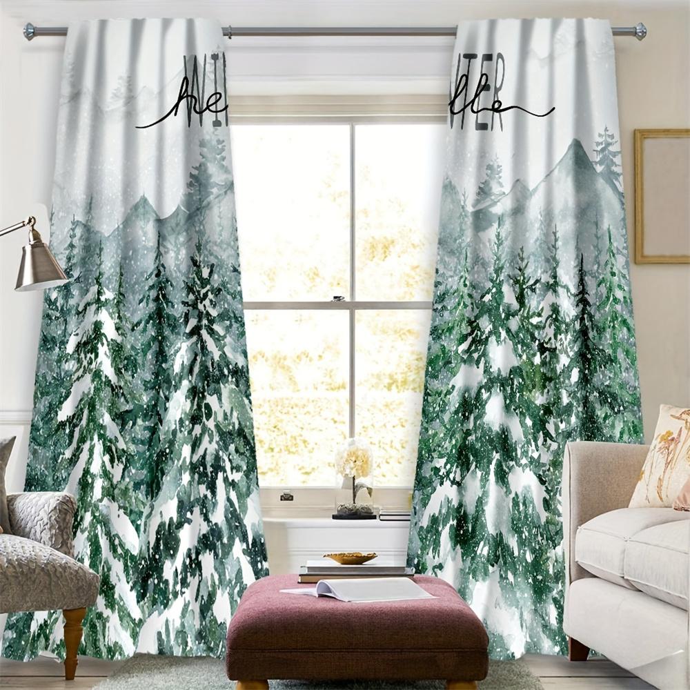 Cartoon Santa Claus Merry Christmas Red Tree Window Curtains For Kids Bedroom Living Room Bathroom Kicthen Door Hall Home Decor