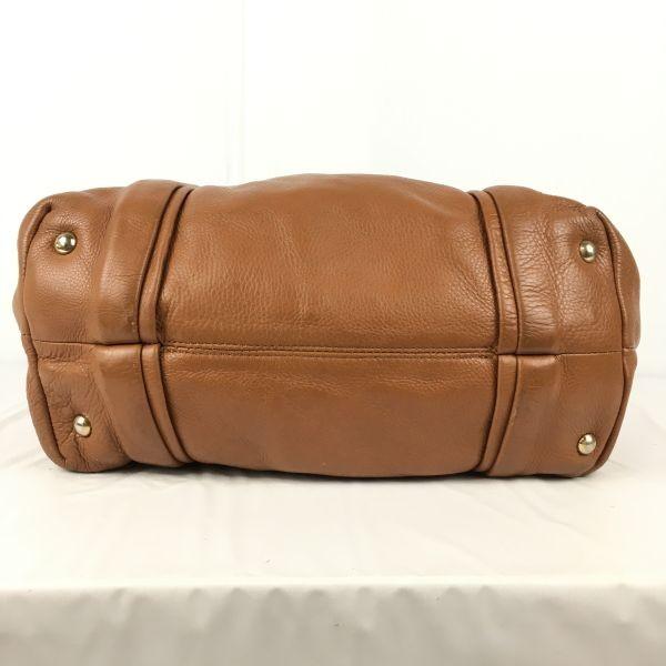 FURLA Leather Boston Handbag Brown Women’s Barrel Purse Bag(USED)