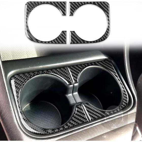 Carbon Fiber Center Console Car Gear Shift Knob Water Cap Holder Panel Cover Carbon Fiber Sticker Car Interior Trim Compatible with Toyota Tacoma