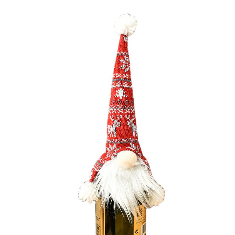 Faceless Christmas Decorations Knitted Elderly Wine Bottle Cover Doll Wine Cover Wine Bottle Decoration Gift Bag