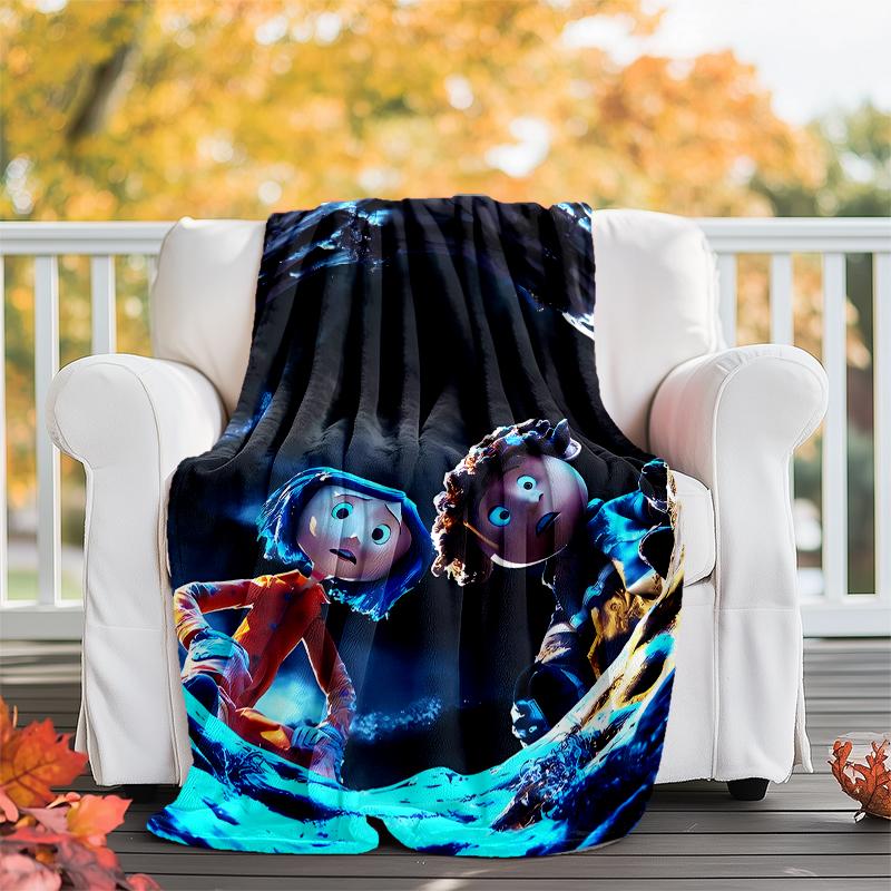 Coraline Theme Printed Blanket - Perfect for Couch, Bed, Travel & Outdoor Use | Machine Washable, Cozy & Durable.