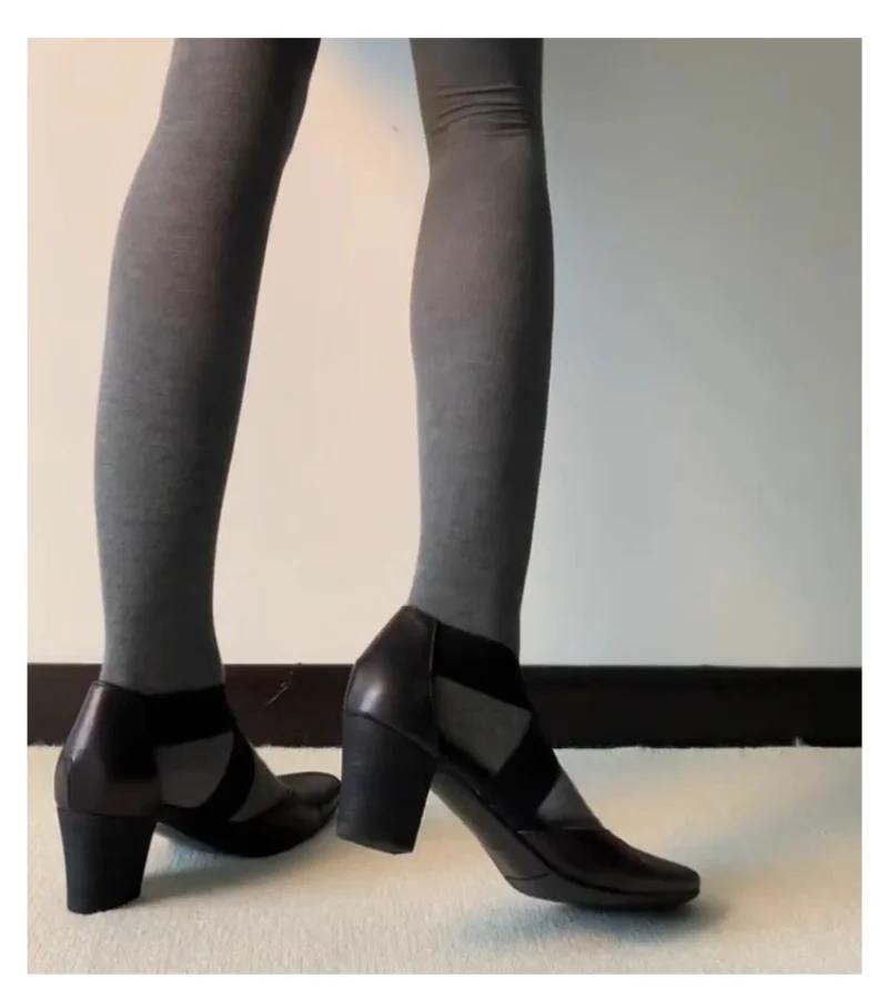 Fashion Round Toe Women's Sandals 2025 Women Pumps French Style Summer Lady Spring Autum Retro Shallow Mouth Square Thick Heel