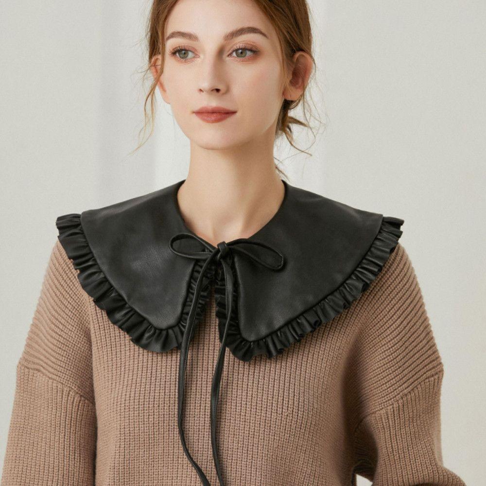 Damen Baumwolle Spitze Falscher Kragen Bluse Vintage Abnehmbarer Kragen Damen Hemd Falsche Krawatte Revers Bluse Oberteil Kleidung Accessoires