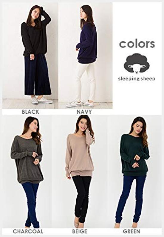 Sleeping Sheep Loose Slightly Long Cotton Knit Simple Plus Sizes for Women Fit, V-Neck Sweater, Tunic, (Wine, LL-3L)