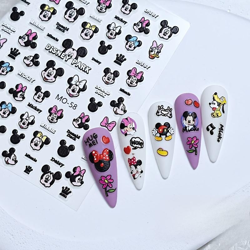 Disney Cartoon Mickey Minnie Relief Nail Stickers Kawaii Stitch Relief Nail Stickers Snow White Stickers DIY Mobile Phone Stickers