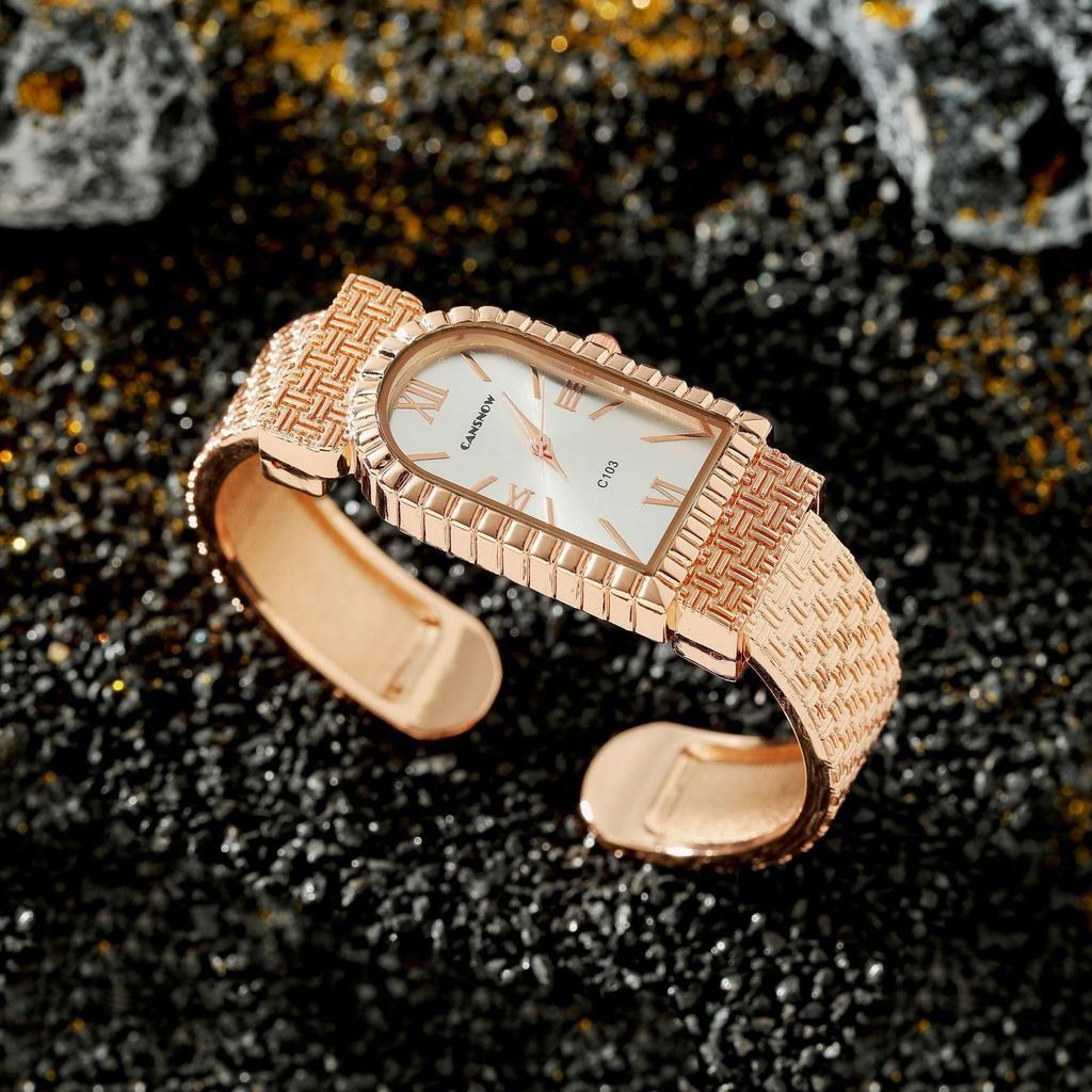 CANSNOW Fashion Bracelet Wristwatches Women Watches for Girls Wrist Quartz Watch Roman Numeral Dial Clock