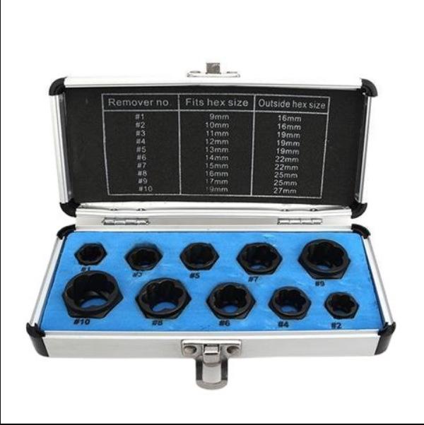 Set de 14 extractoare de piulițe și șuruburi pentru elemente de fixare deteriorate și incomplete