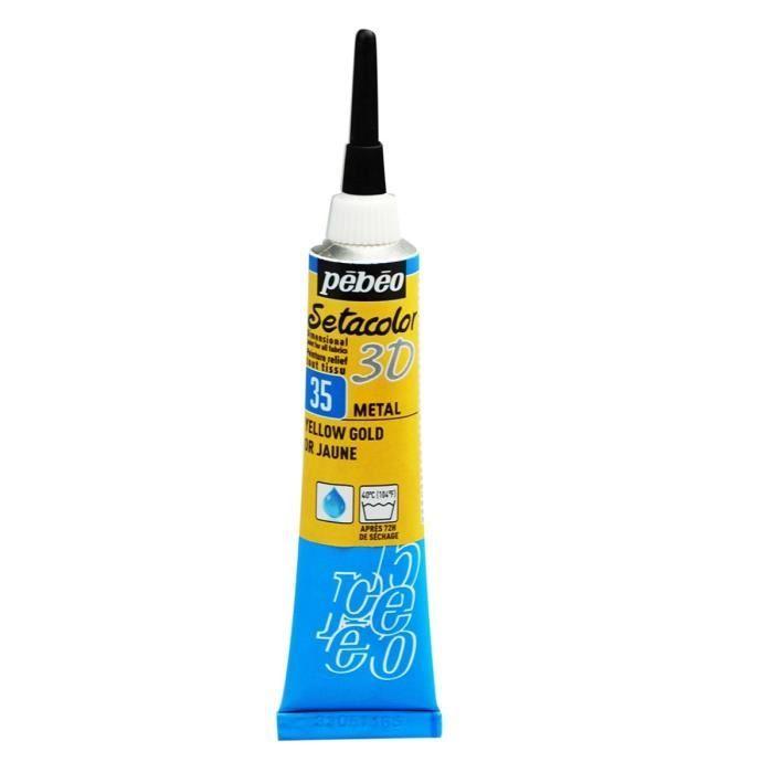 Peinture tissu - Pébéo - Setacolor 3D Metal - Or jaune - 20ml - Brillant