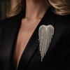 Rhinestone Tassel Brooch Heart Studded Diamond Brooch New Lapel Brooch