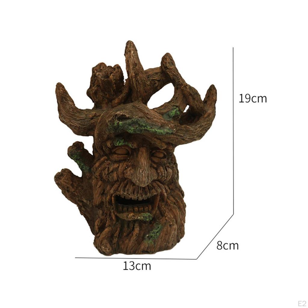 Tree Trunk with Face Treehouse Cave Hideout Ornament, Landscaping Betta Hide Aquarium Ornament