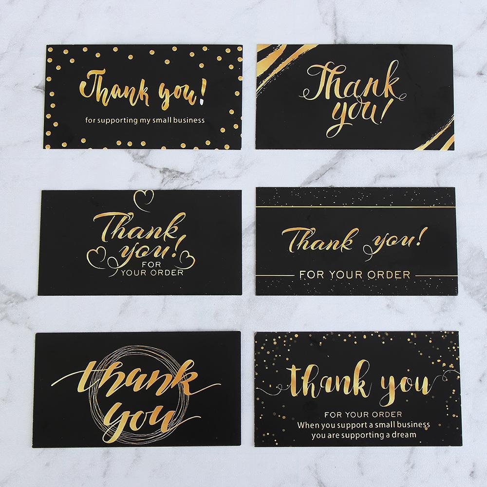 30/50PCS Black Gold Kraft Paper Cards Thank You For Your Order Card For Small Shop Gift Decoration Appreciate Card For Business