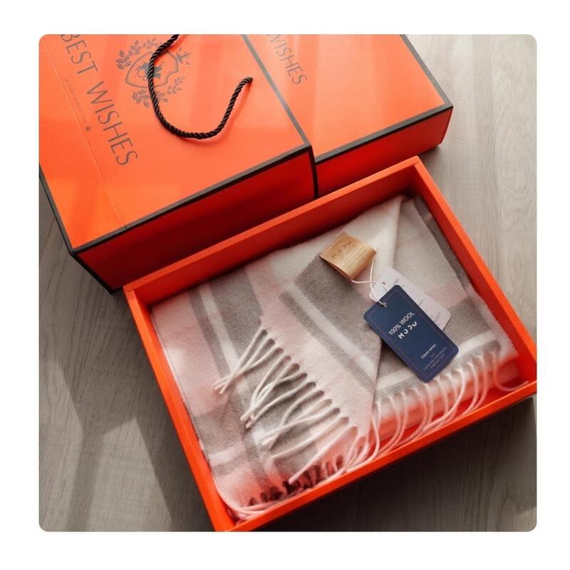 HANDUNYOU Winter Pink Plaid Scarf Gift Set