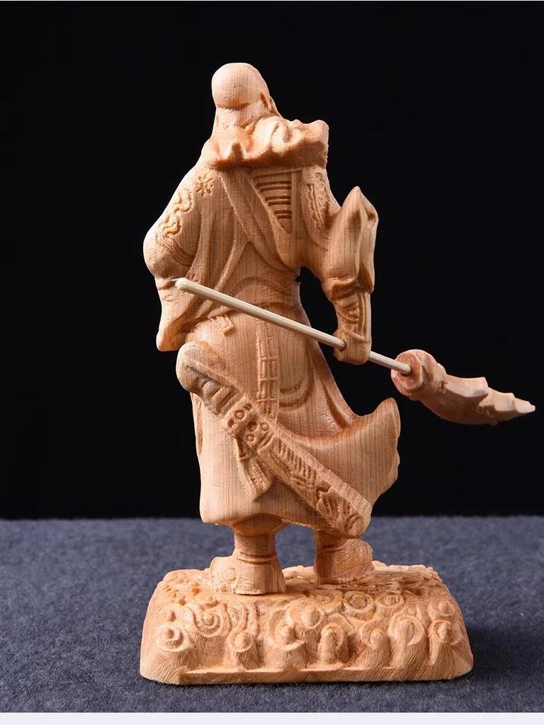 Cliff Cypress Wood Carving Guan Yu Ornament Home Furnishing Office Wooden Handicrafts Decoration Worship Ornament Holiday Gifts