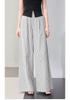 High waisted striped straight leg wide leg pants with crotch covering