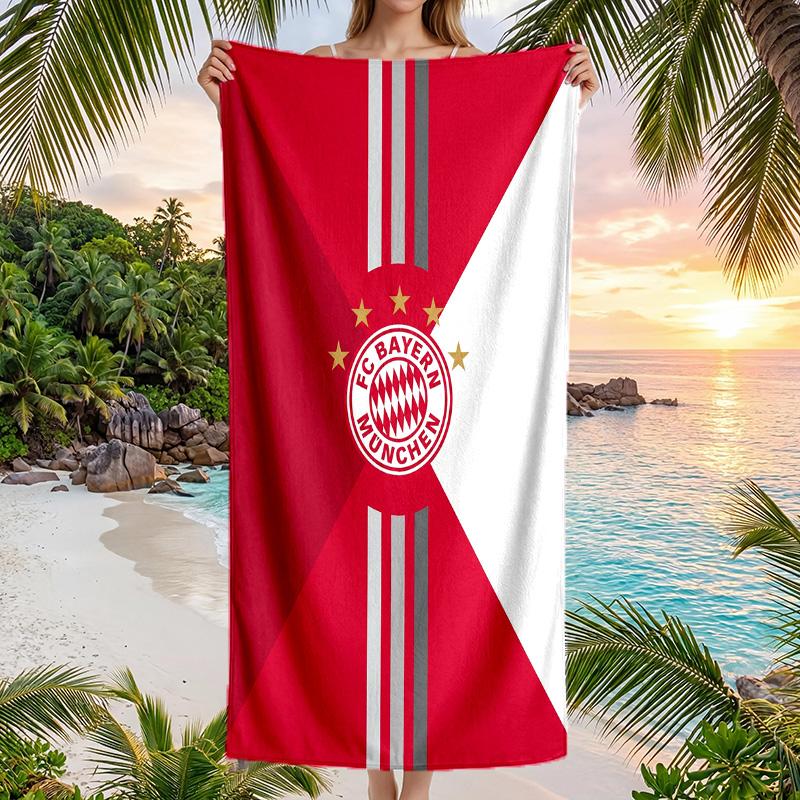 FC Bayern München Druck Schnelltrocknendes Strandtuch Mikrofaser Saugfähig Tragbares Reise-Badetuch