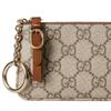 Gucci GG Emblem brand logo print leather key bag regular women's beige and dark brown