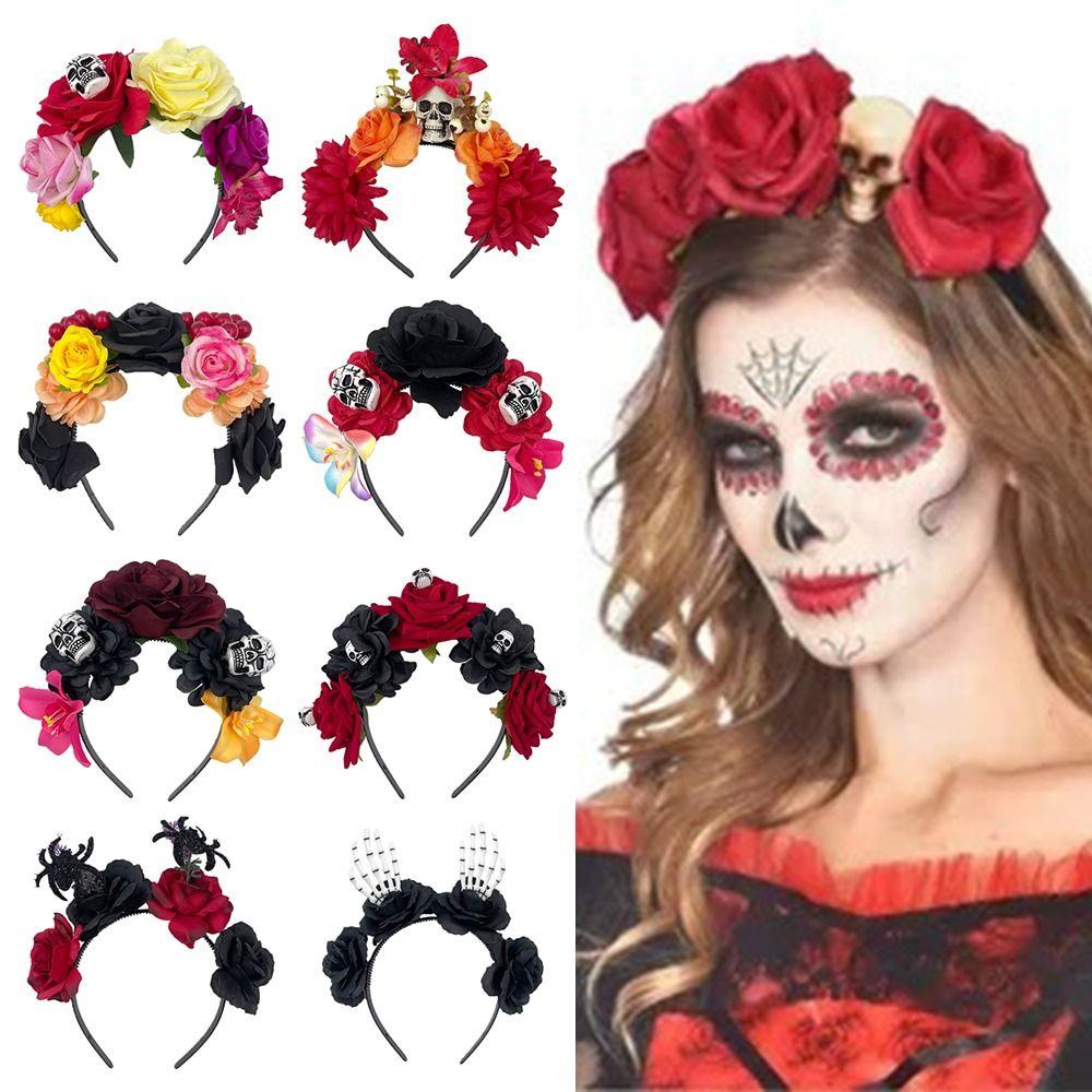Party Costume Rose Flower Crown Headband Photo Props Day of The Dead Headpiece  for Women