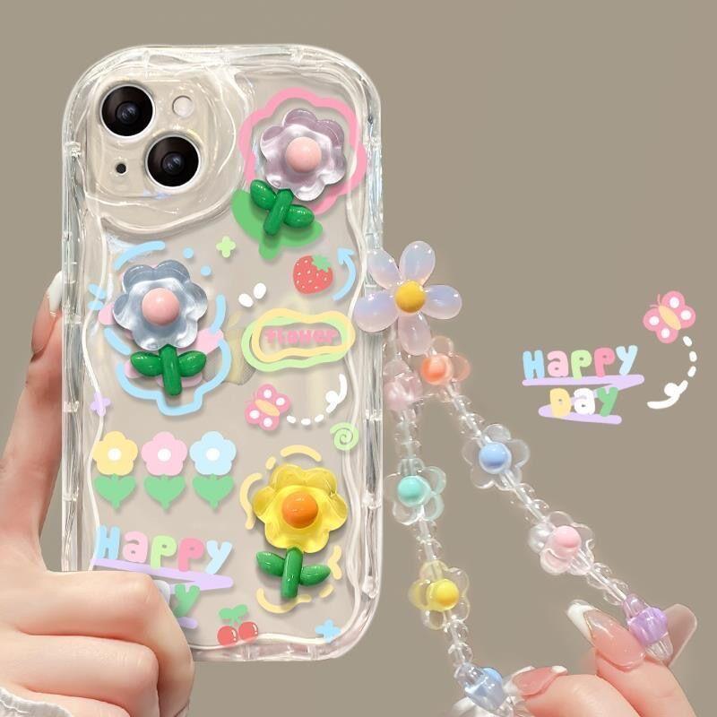 3D Flower Animal Casing For Samsung Galaxy S25 S24 S23 S22 S21 Plus Ultra S20 S21 S24 FE A54 A15 S23+ S24FE 5G Case With Chain