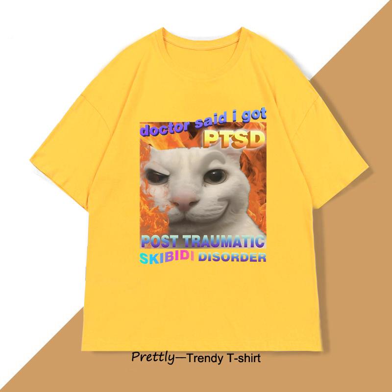 Skibidi Disorder Funny Cat Meme T Shirt Unisex Unisex Silly Cats Tshirt Ugly Stupid Tshirt Gifts For Cat Lovers Streetwear Clothes