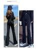 Women's 2025 Autumn/Winter High-Waisted Velvet Micro-Flare Jeans, Slimming and Flattering, Petite, Elastic, Straight Leg, Floor-Length