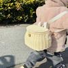 Handgeweven Fietsmand Rugzak met Deksel Fiets Scooter Driewieler Mand Verstelbare Leren Riemen Fietsaccessoires