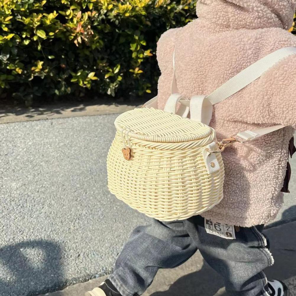 Zaino-Cesto da Manubrio per Bambini con Coperchio Cesto Portaoggetti da Bicicletta Cinghie in Pelle Regolabili per Biciclette da Adulti Parti per Scooter