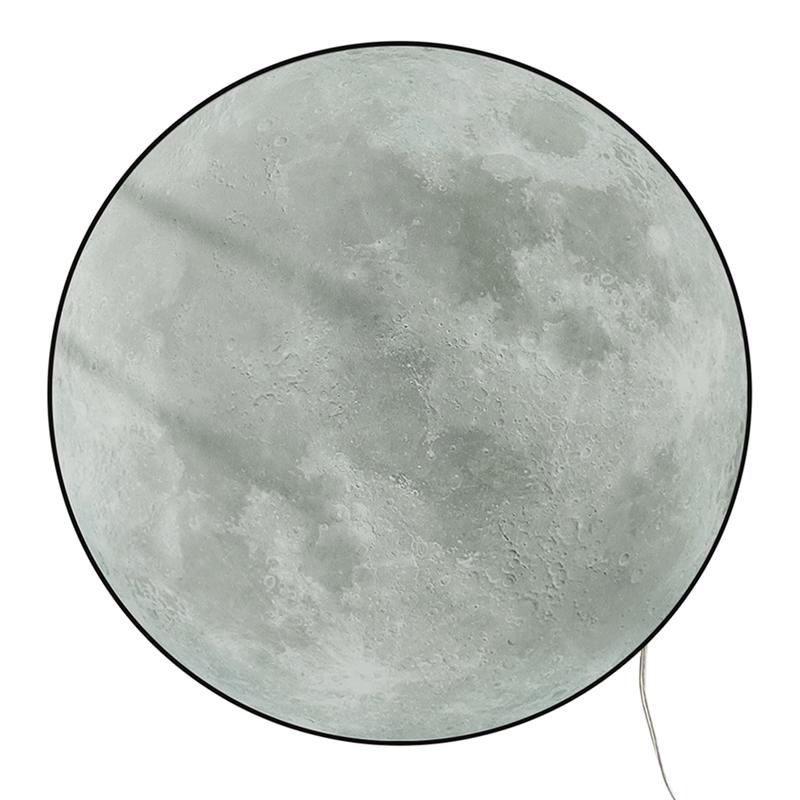 A74E-Large Display LED Digital Wall Clock Moon Planet Lunar Design Home Decor For Living Room Temperature Date Day Function