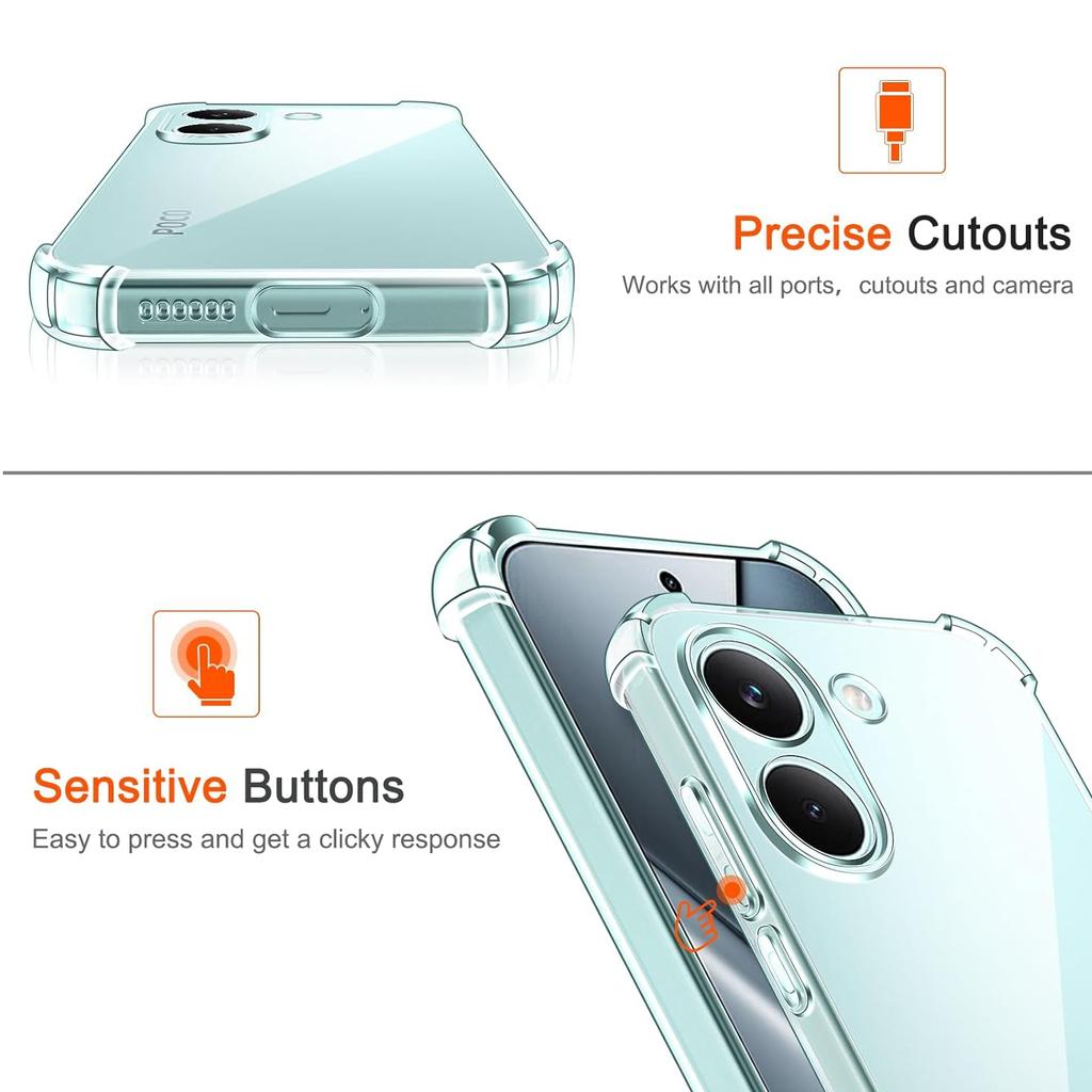 Four-Corners Shockproof TPU Case for Xiaomi Poco X8 Pro Max Protective Cover Transparent Frame Funda Coque