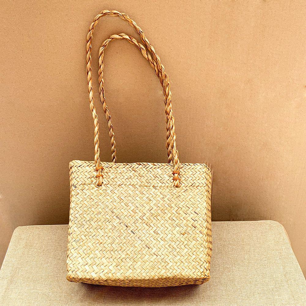 

Французская пасторальная сумка кроссбоди из ротанга - Летняя вязаная сумка-тоут на распродаже 28x8x23 cm