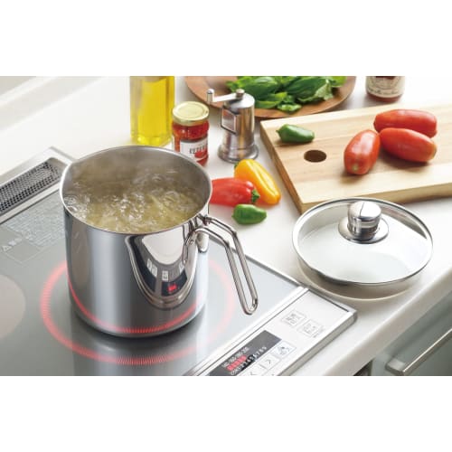 Yoshikawa SJ3355 Deep Saucepan, 16cm, 3.2L, 3200ml, Stainless Steel with Glass Lid, Induction and Direct Heat Compatible, Simple Design