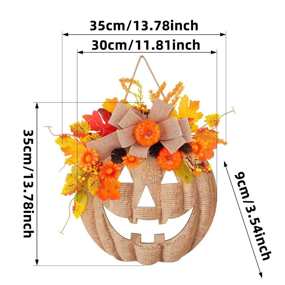 With Bow Halloween Wooden Pumpkin Door Hanger Harvest Maple Leaf Hanging Plaque Autumn Harvest