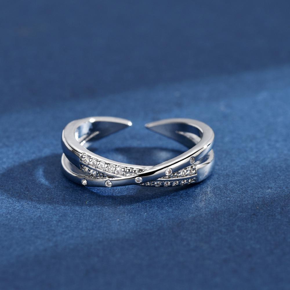 

Minimalist Gold-Tone Women s Ring with Zircon, Niche Design, Open Index Finger Style Adjustable срібний