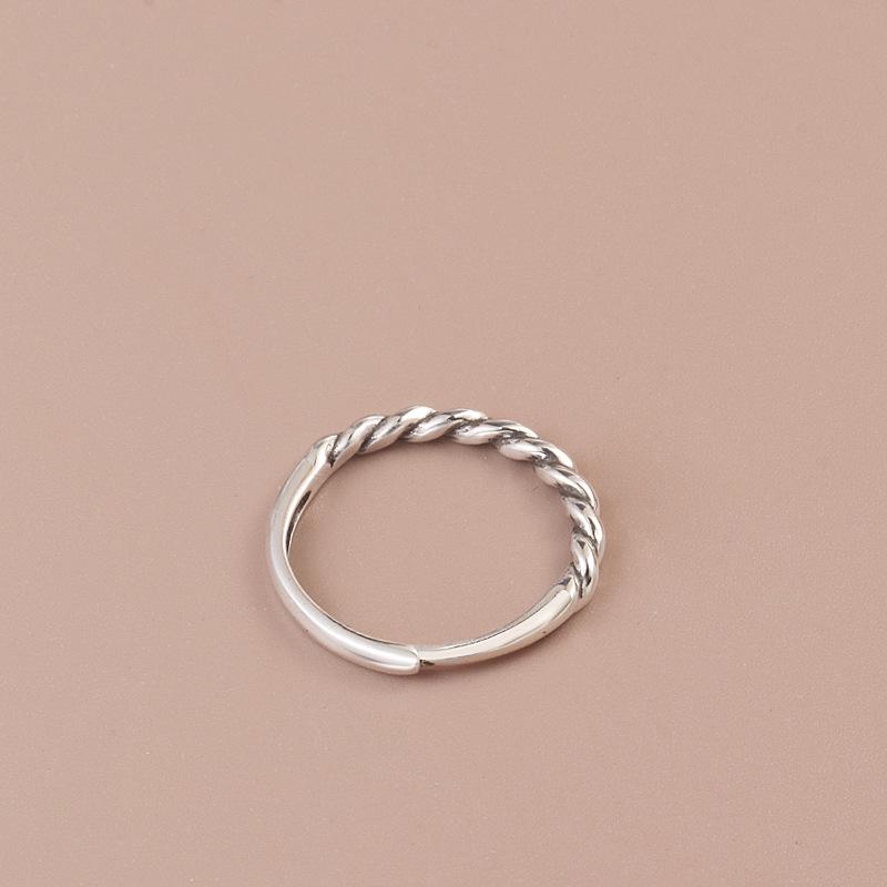 925 Sterling Silver Adjustable Twisted Ring for Women - Minimalist Index Finger Band