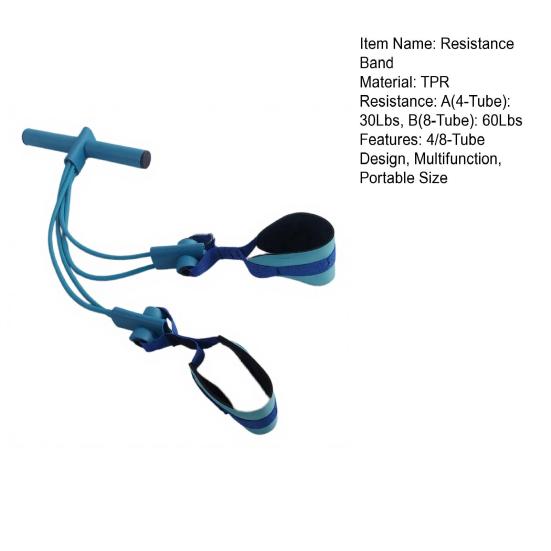 4/8-Tube Pedal Ankle Puller with Handle Sit-up Pull Rope Elastic Yoga Resistance Band Men Women Pedal