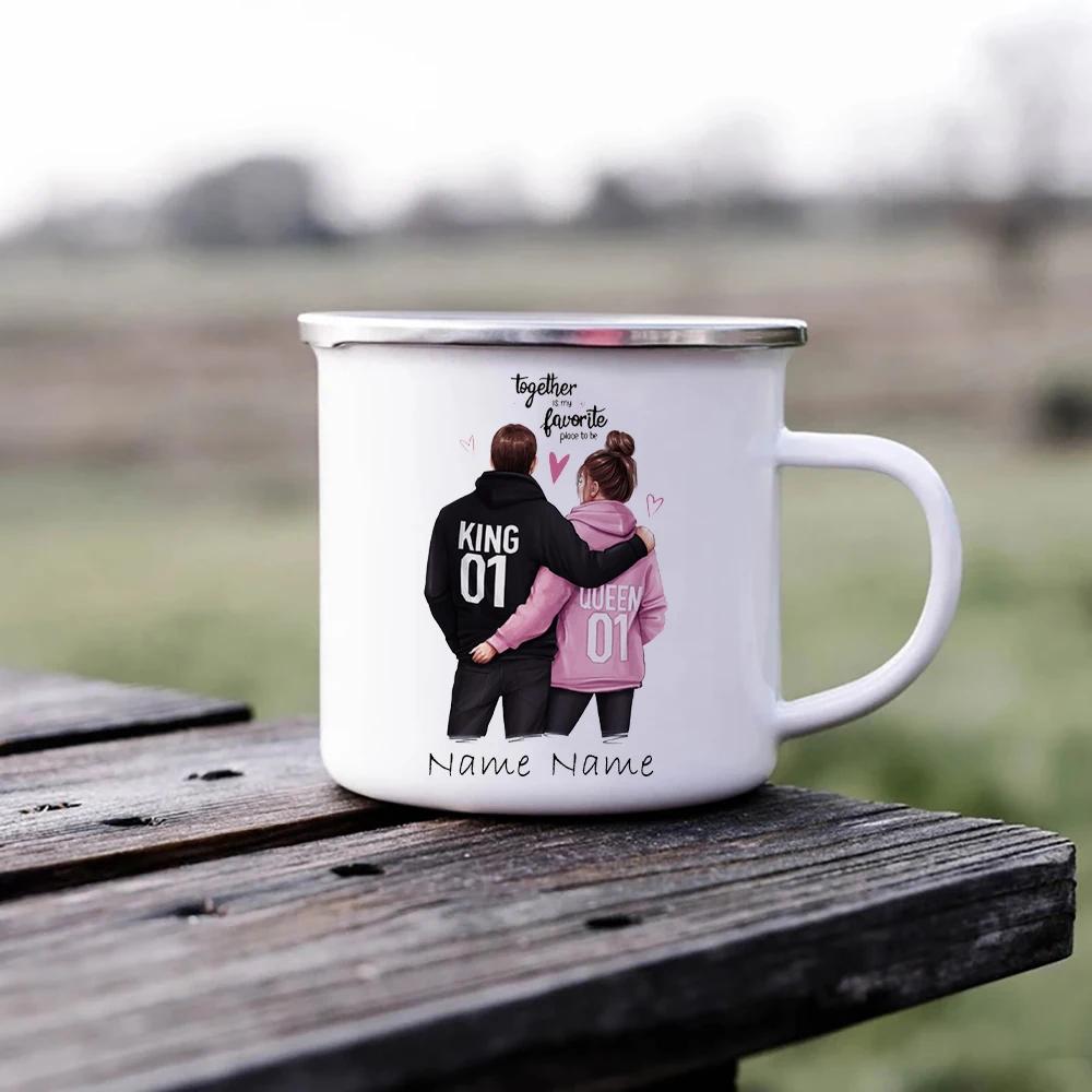 

Creative Enamel Mug with Customized Name, Metal Mug, Custom Cup for Coffee Cups Gift for Boyfriend and Girlfriend Drinkware Mugs 360ml