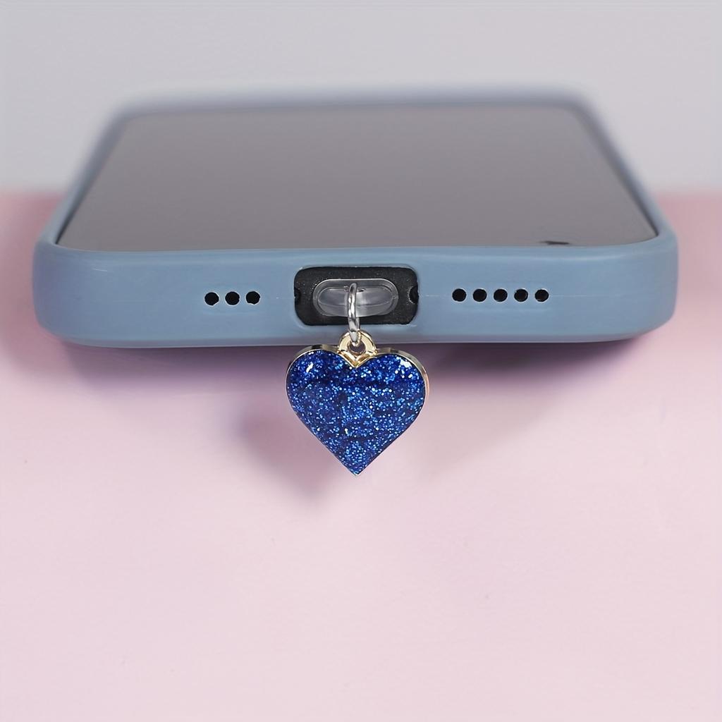 Deep Purple Heart Multi-color Flashing Starry Sky Phone Dustproof Plug Accessory - Valentine's Day Gift, Hanging Decoration