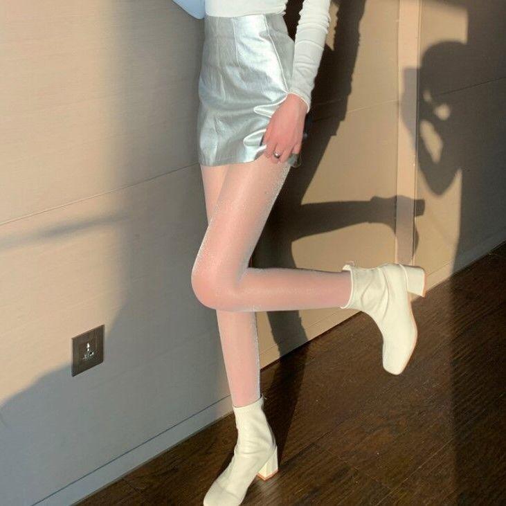 Sexy lingerie pearlescent stockings female glitter thin Internet celebrity live streaming host sweet fairy glitter ins bare leg artifact