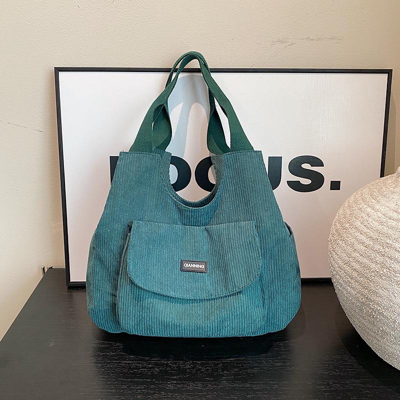 

Холщовая сумка женская большой вместимости 2025 новая модная летняя сумка через плечо премиальная текстура ретро женская сумка-ведро one size fits all зелёный